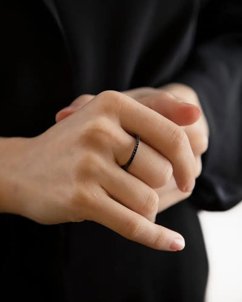 Fedina Eternity Con Brillanti Placcata Rutenio Lucido miniatura 2