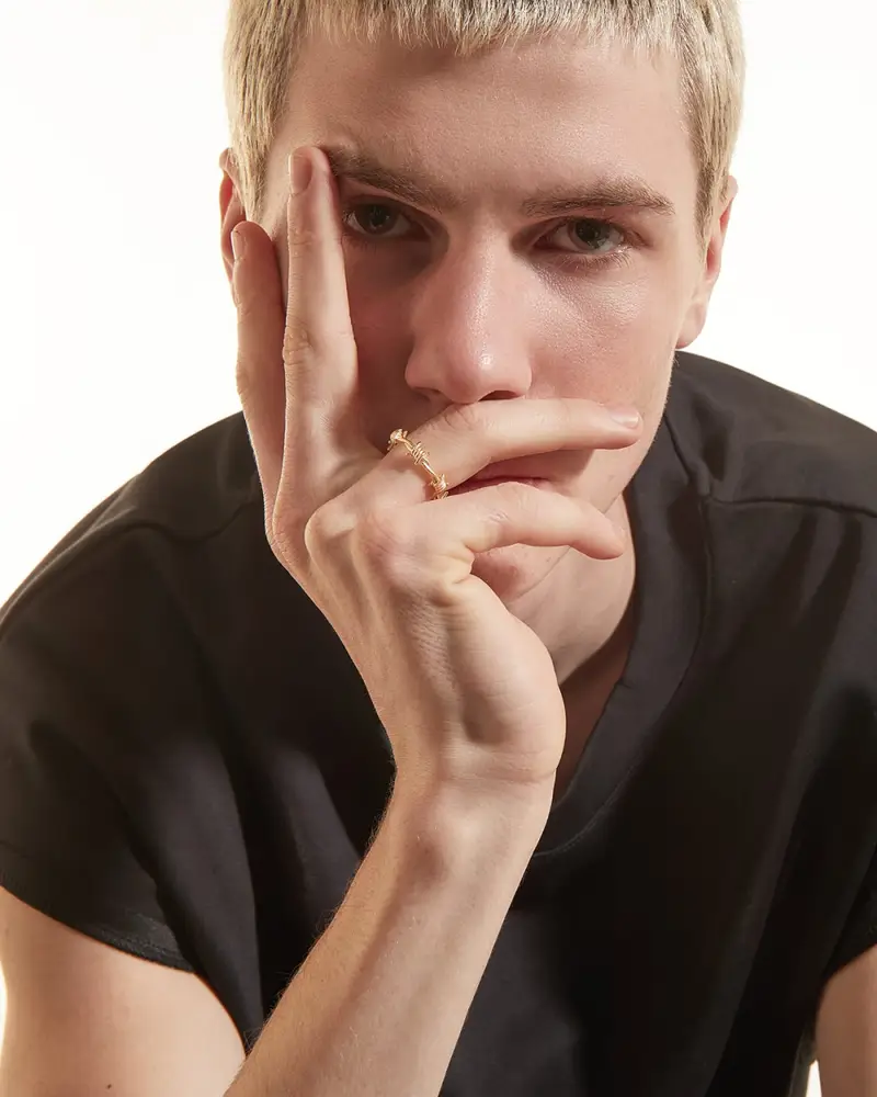 Fedina Filo Spinato Placcata Oro Lucido miniatura 2