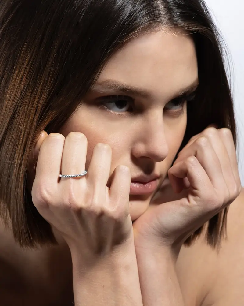 Fermanello Torchon In Argento Lucido miniatura 2