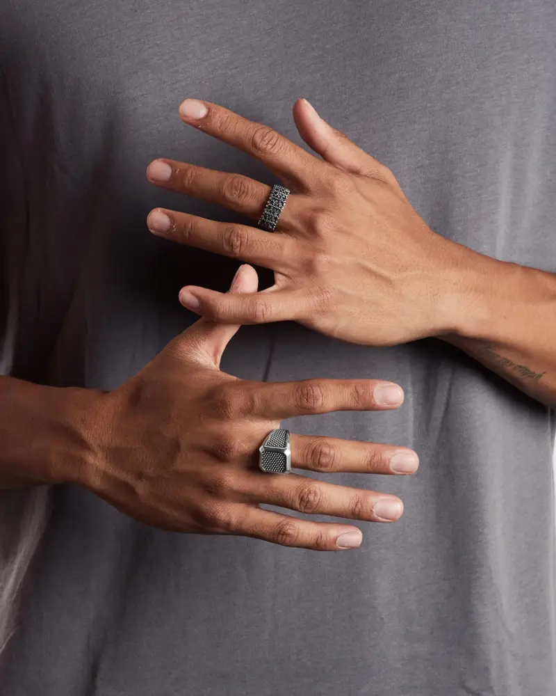 Anello Fascia Gotica Enlace In Argento Brunito Lucido miniatura 2