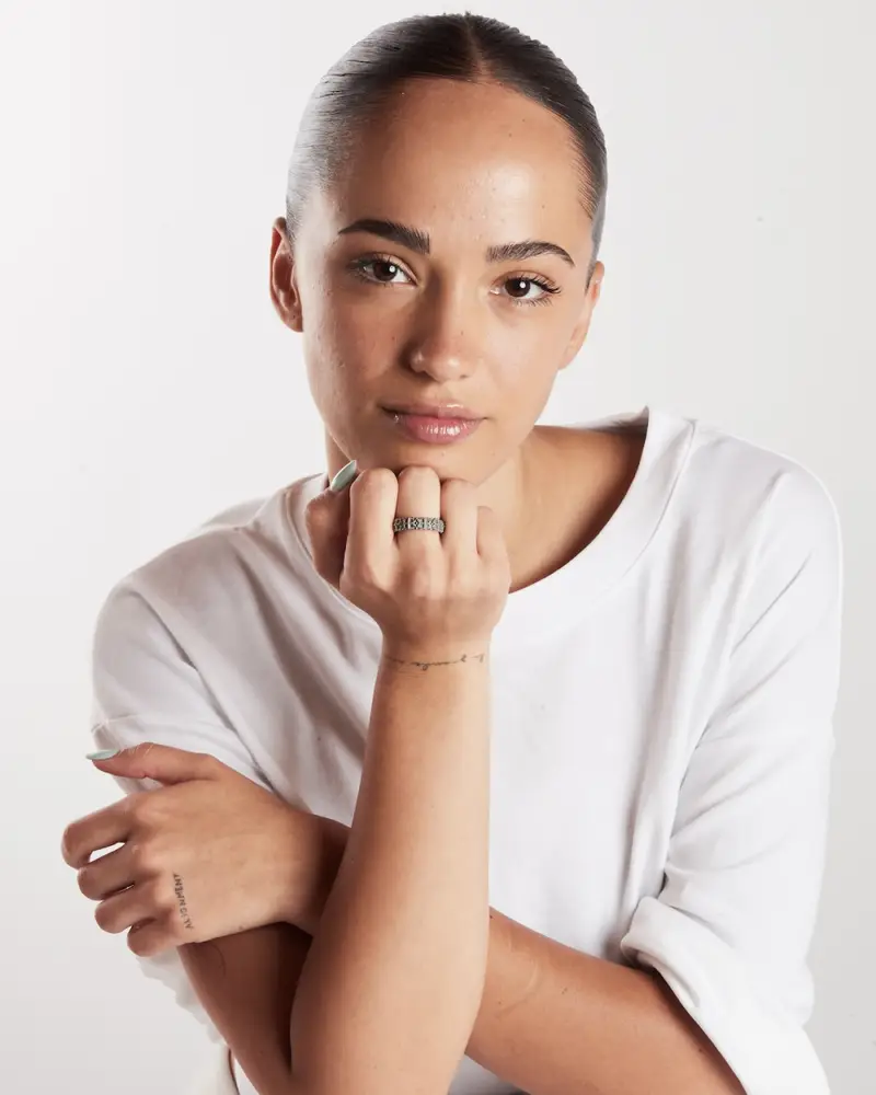 Anello Fede Gotica Promesa In Argento Brunito Lucido miniatura 2