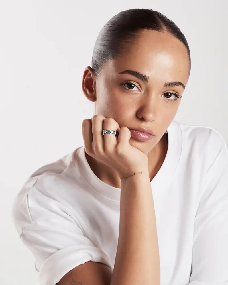 Anello Fede Moduli Gotici Real In Argento Brunito Lucido miniatura 2