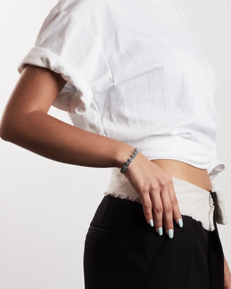 Bracciale Moduli Gotici Ottagonali Reunión In Argento Brunito Lucido miniatura 2