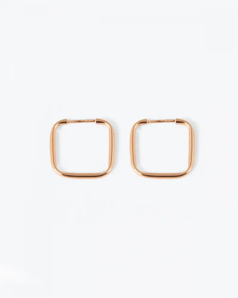 Orecchini Quadrati Impernati Filo Tondo 1,9 Placcati Oro Rosa Lucido