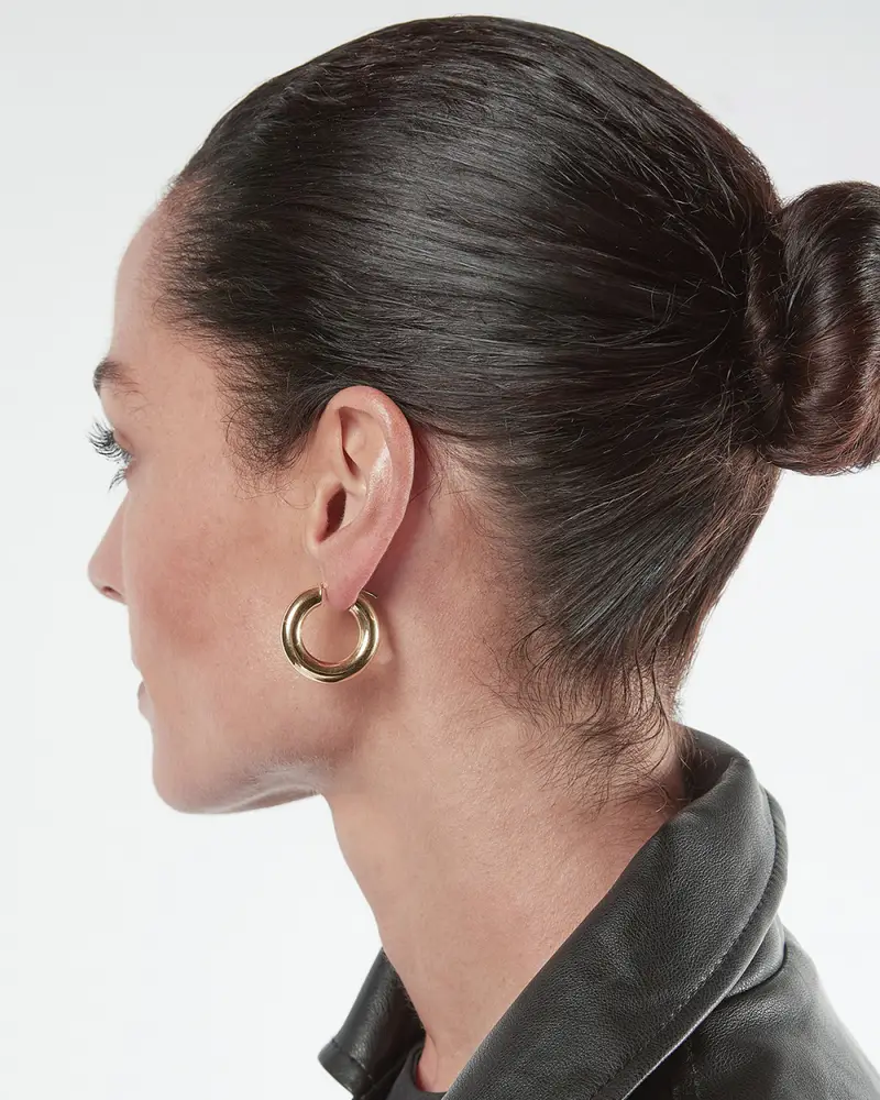 Orecchino A Cerchio Bold Loop Placcato Oro Lucido miniatura 2