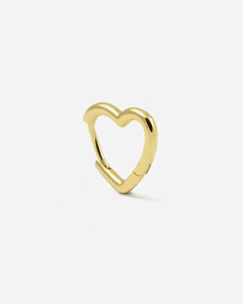 Orecchino A Cerchio Cuore Medio Placcato Oro Lucido