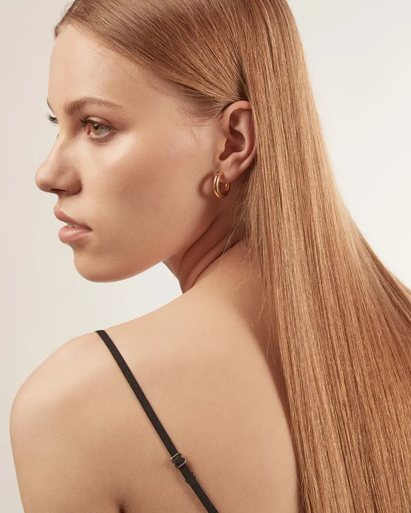 Orecchino A Cerchio Filo Tondo 4 - 12mm Placcato Oro Lucido miniatura 2