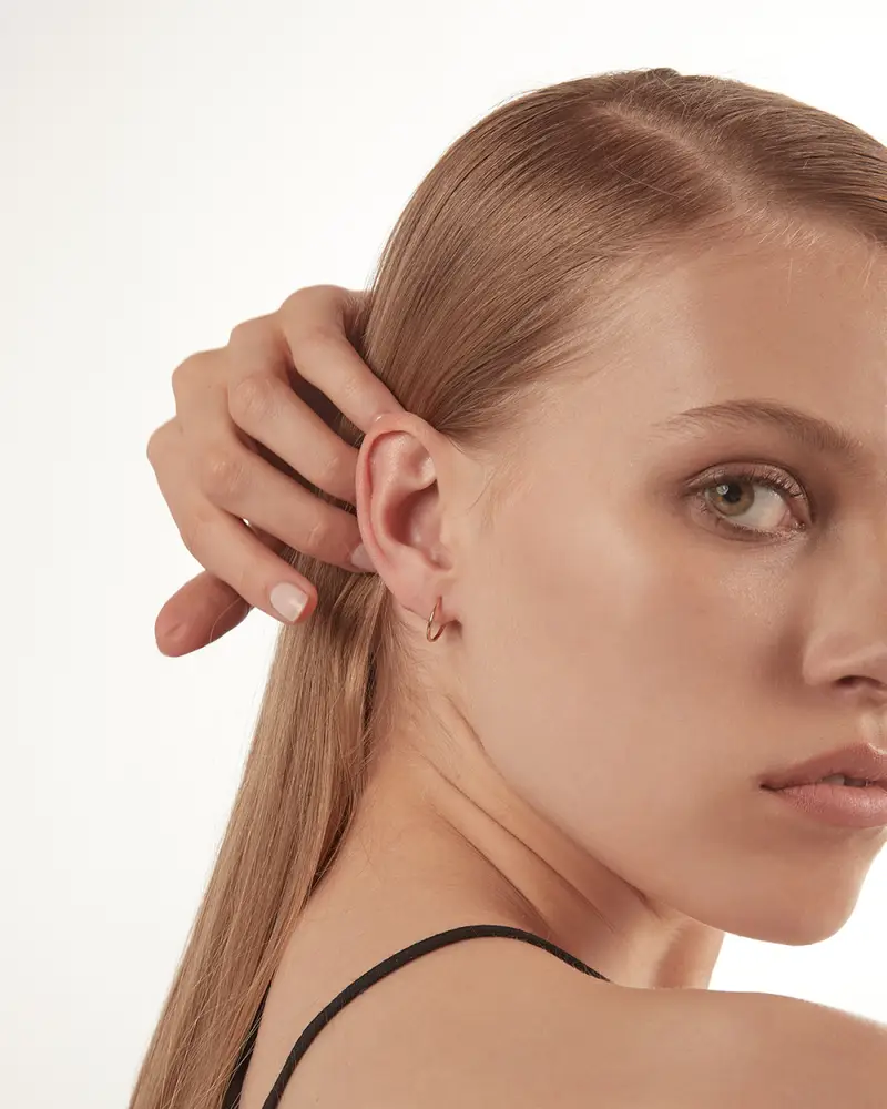 Orecchino A Cerchio Mini Filo 012 D10 Placcato Oro Lucido miniatura 2