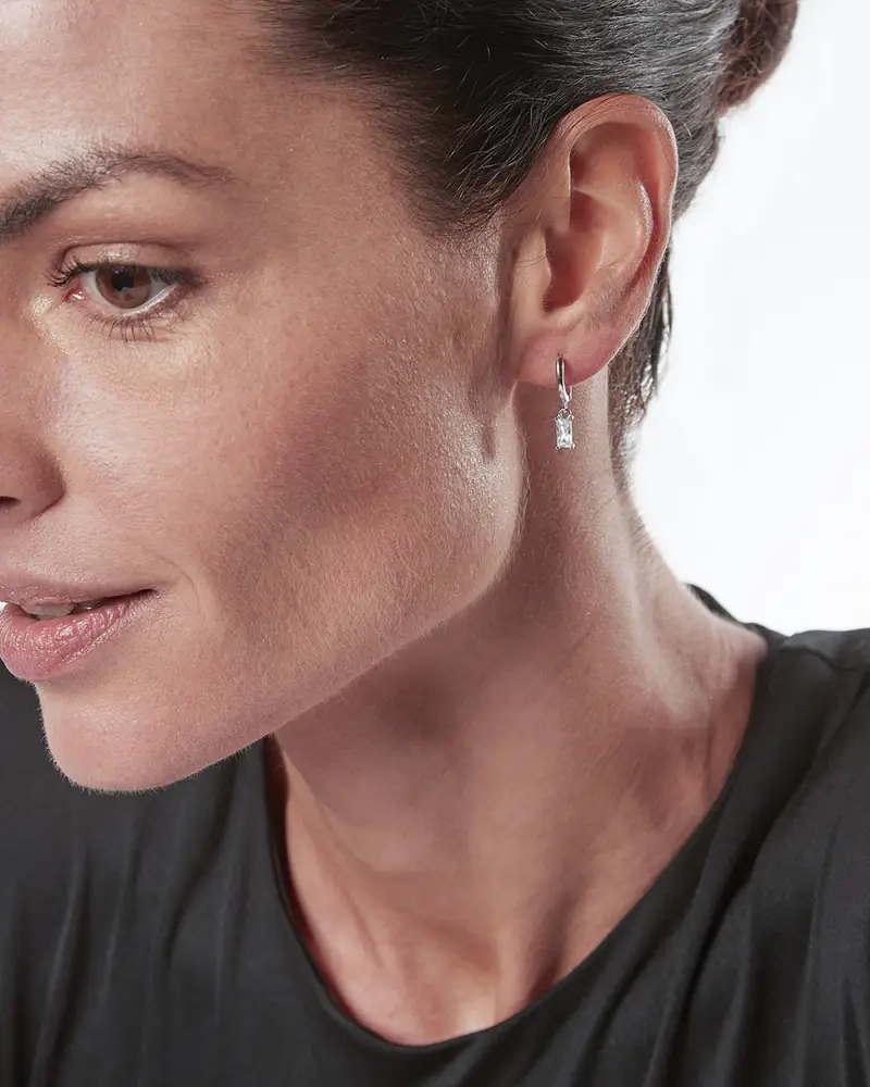 Orecchino A Cerchio Monolith Con Brillante Pendente Lucido miniatura 2