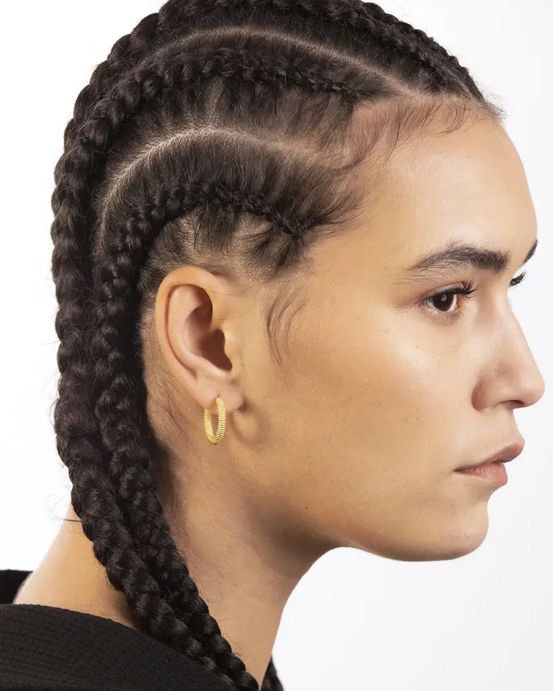 Orecchino A Cerchio Puntinato Medio Placcato Oro Lucido miniatura 2