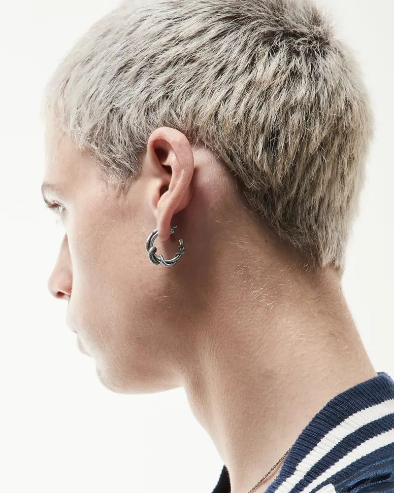 Orecchino A Cerchio Serpente Nahas In Argento Brunito Lucido miniatura 2