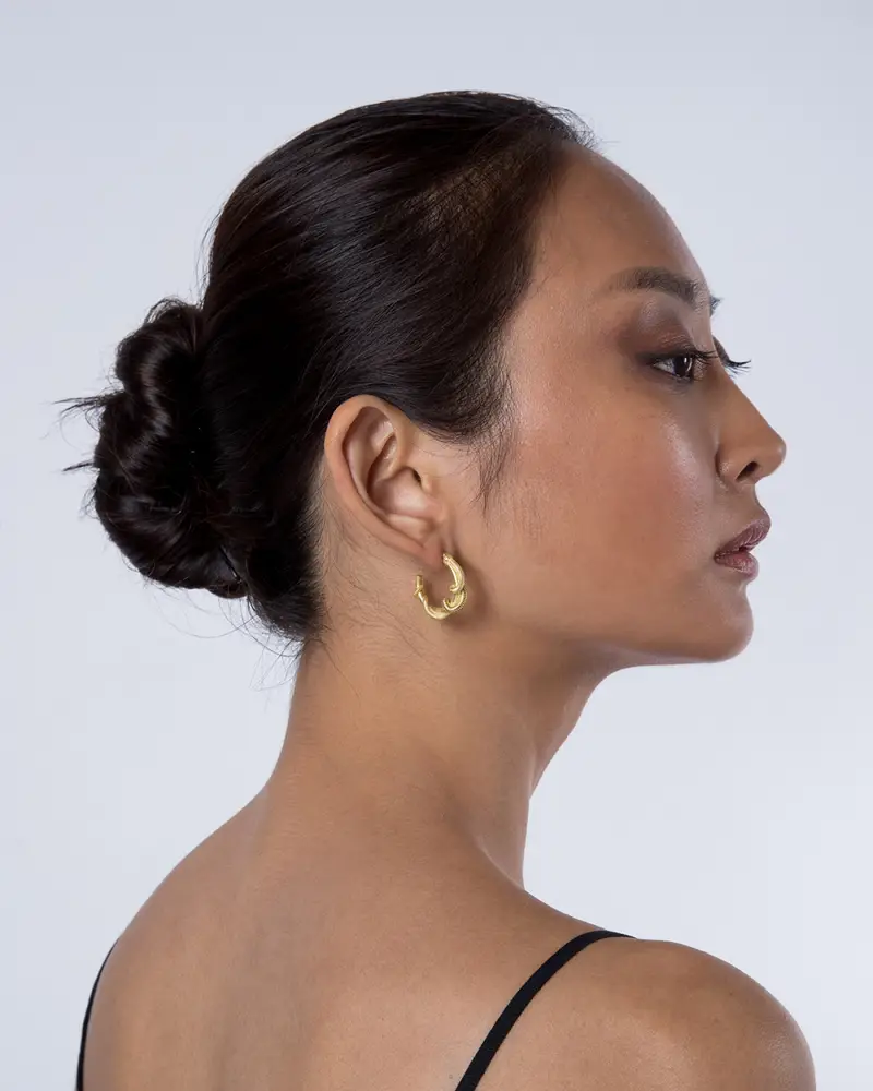 Orecchino A Cerchio Serpente Nahas Placcato Oro Lucido miniatura 2