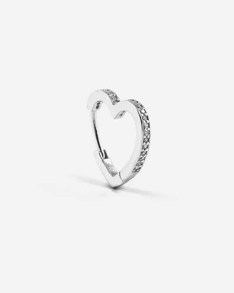 Orecchino A Cuore Frosted Heart Con Brillanti Lucido