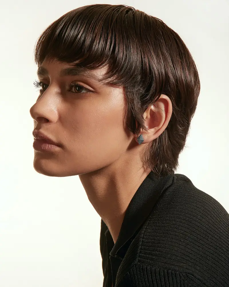 Orecchino A Lobo Borchia Puntinata Brunito Lucido miniatura 2