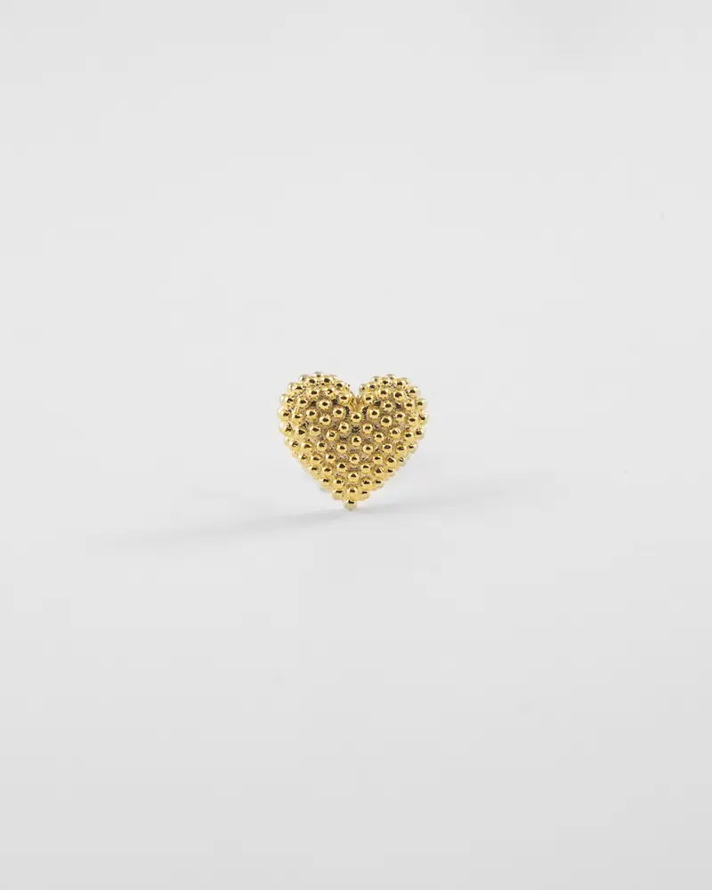 Orecchino A Lobo Cuore Puntinato Placcato Oro Lucido