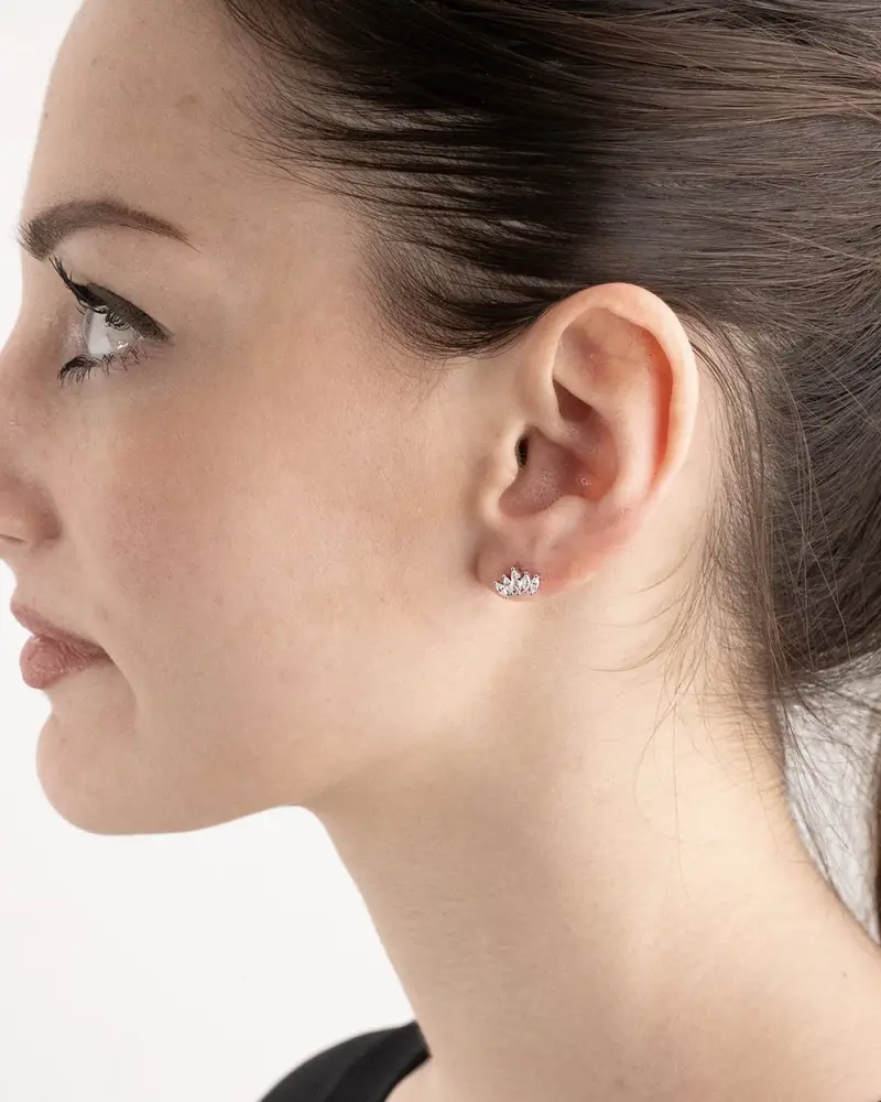 Orecchino A Lobo Piercing 5 Navette In Argento Lucido miniatura 2