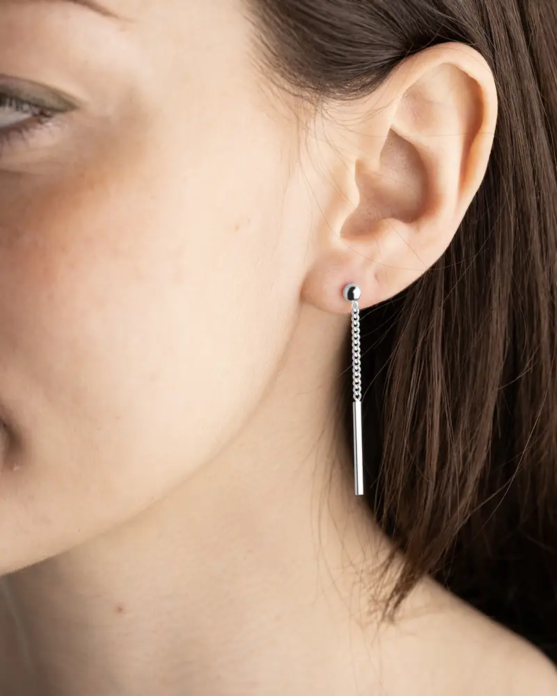 Orecchino A Lobo Sfera Silver Ear Bar In Argento Lucido miniatura 2