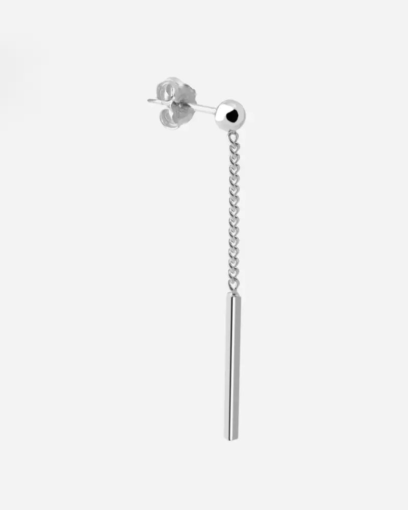 Orecchino A Lobo Sfera Silver Ear Bar In Argento Lucido