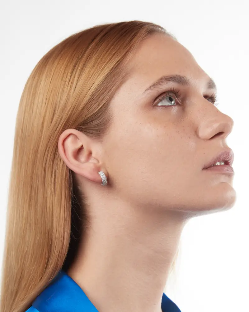 Orecchino Bright Band In Argento Con Brillanti Lucido miniatura 2