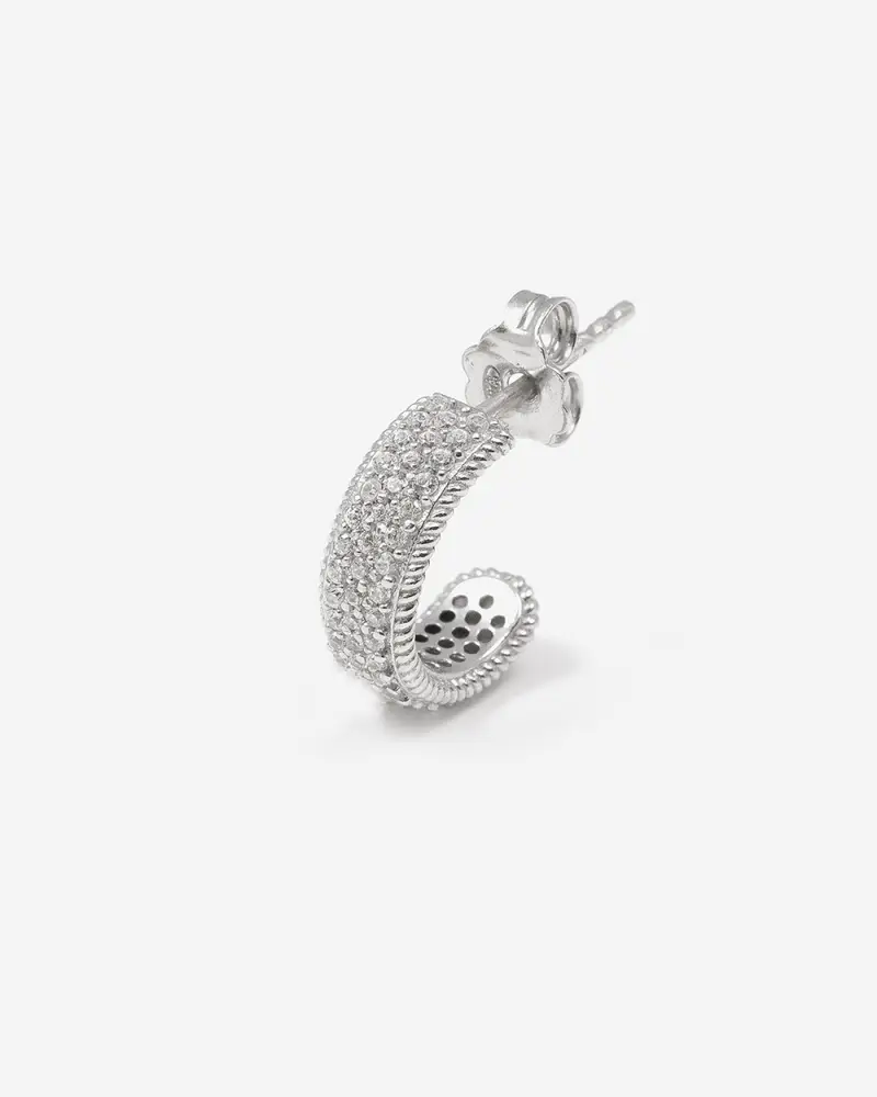 Orecchino Bright Band In Argento Con Brillanti Lucido