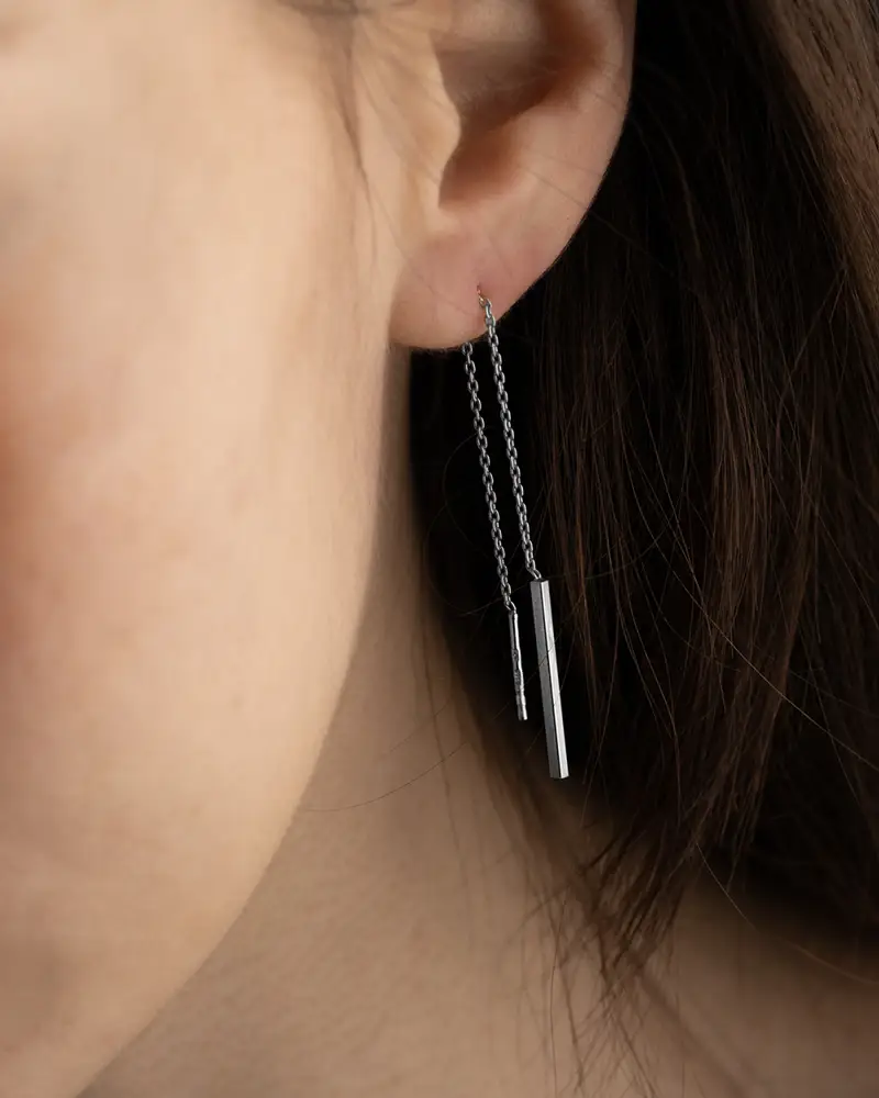 Orecchino Catena Silver Butterfly Bar In Argento Lucido miniatura 2