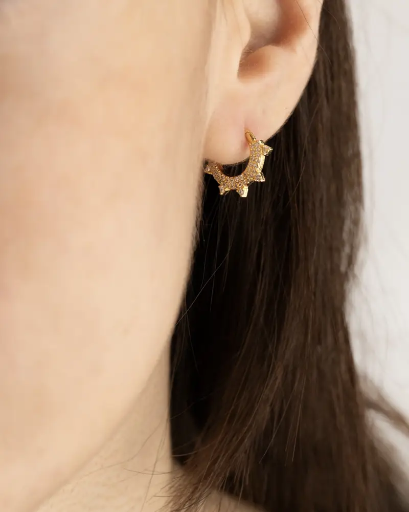 Orecchino Cerchio Golden Crown Septum Placcato Oro Con Brillanti Lucido miniatura 2