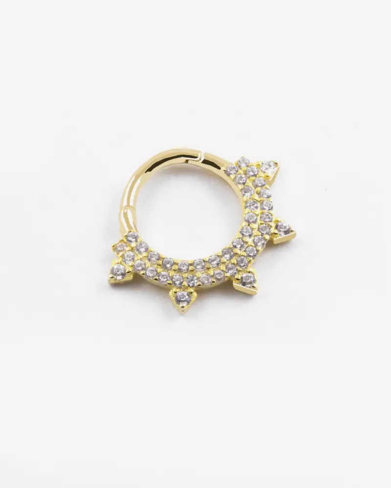 Orecchino Cerchio Golden Crown Septum Placcato Oro Con Brillanti Lucido