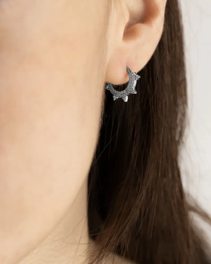 Orecchino Cerchio Silver Crown Septum In Argento Con Brillanti Lucido miniatura 2