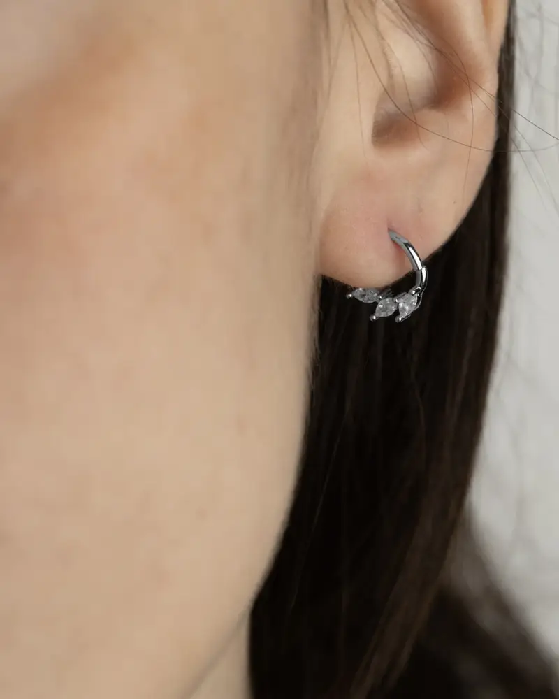 Orecchino Cerchio Silver Fan Septum In Argento Con Pietre Lucido miniatura 2