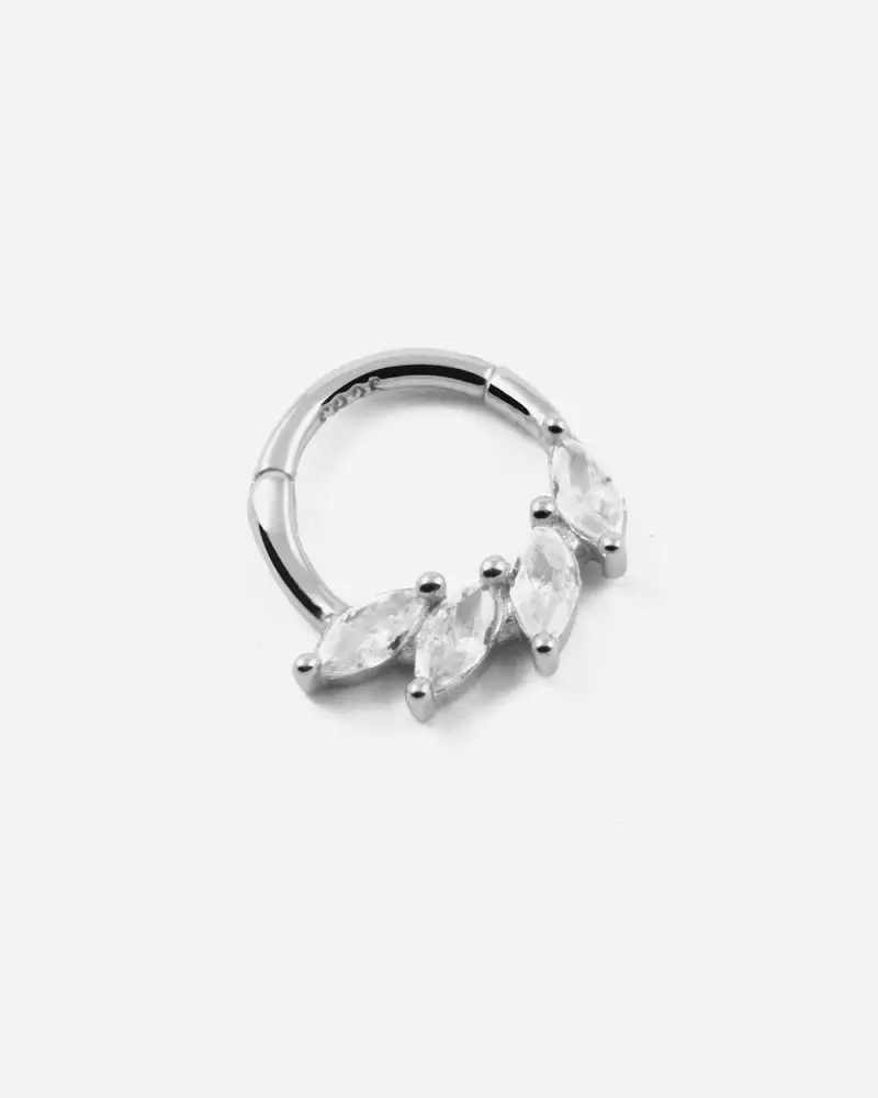Orecchino Cerchio Silver Fan Septum In Argento Con Pietre Lucido