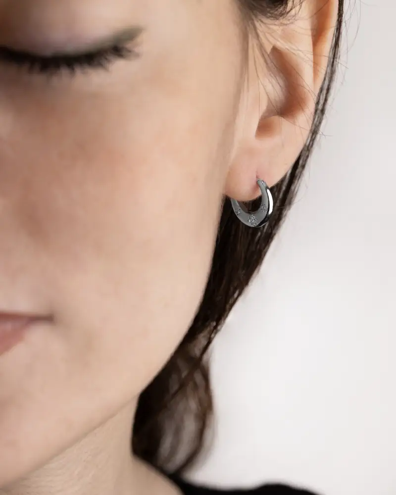 Orecchino Cerchio Silver Halfmoon Septum In Argento Con Brillanti Lucido miniatura 2