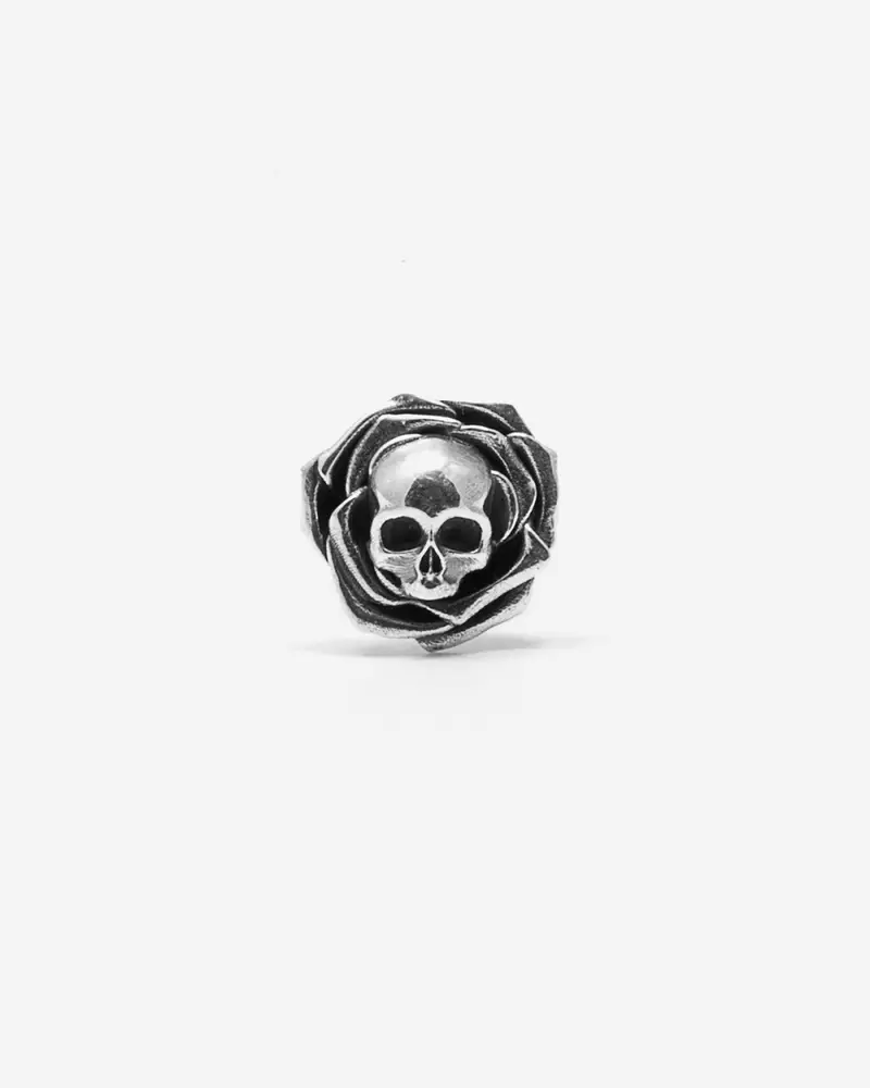 Orecchino Con Teschio Skull Bud In Argento Brunito Lucido