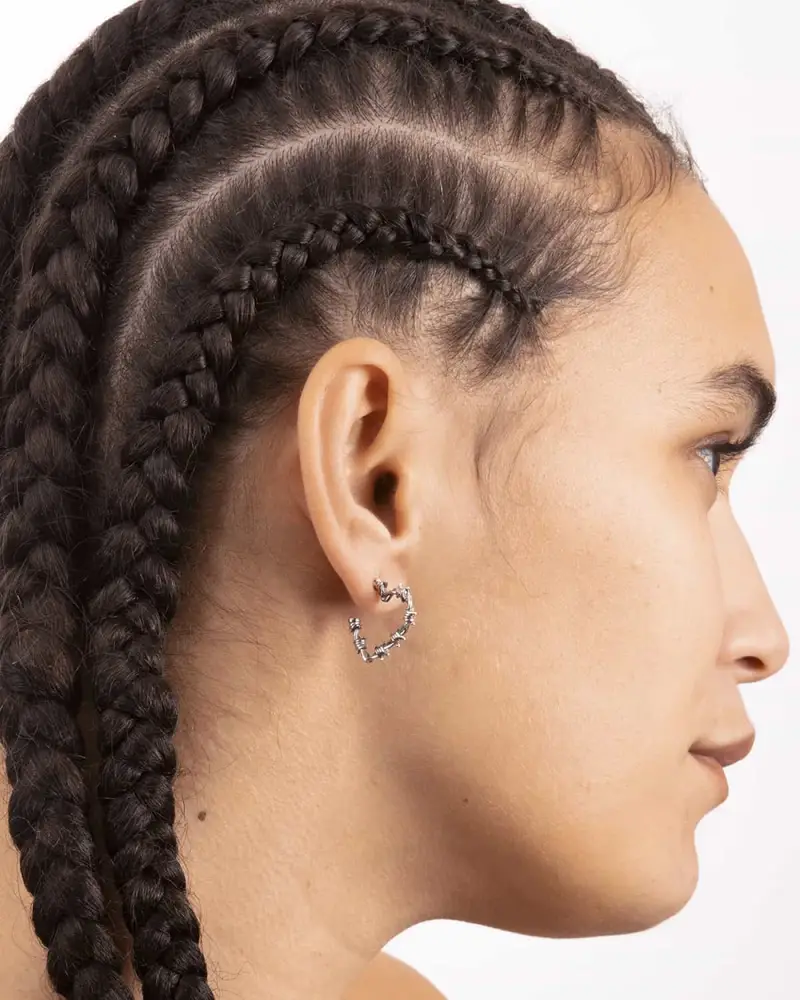 Orecchino Cuore Filo Spinato In Argento Brunito Lucido miniatura 2