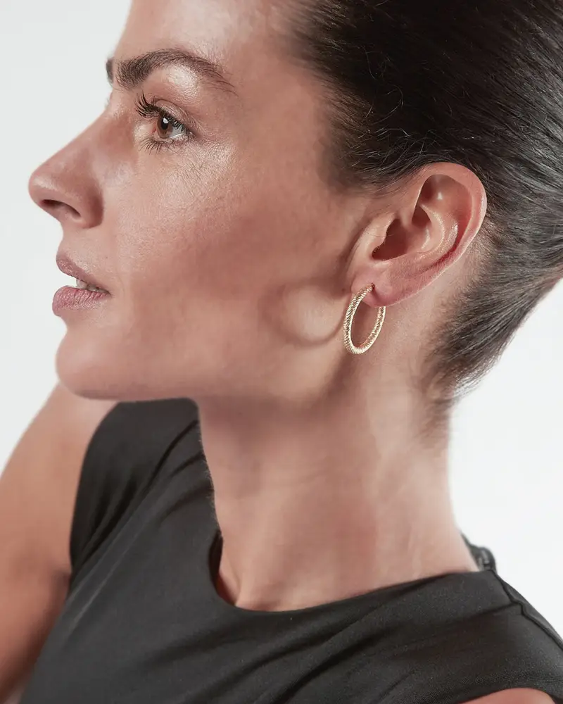 Orecchino Diamond Hoop Grande Placcato Oro Lucido miniatura 2