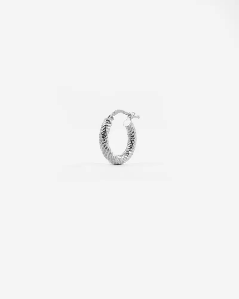 Orecchino Diamond Hoop Piccolo In Argento Rodiato Lucido