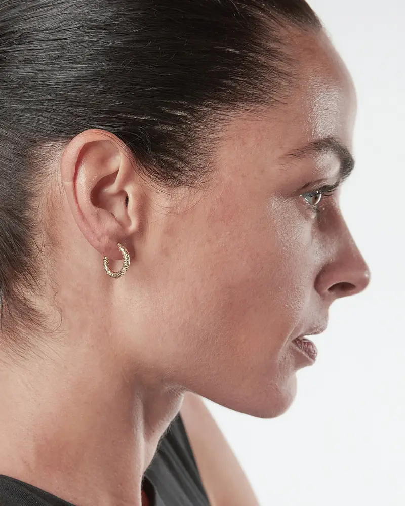 Orecchino Diamond Hoop Piccolo Placcato Oro Lucido miniatura 2