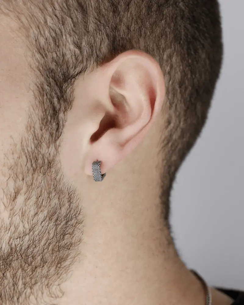 Orecchino Filo Quadrato Puntinato Brunito Lucido miniatura 2