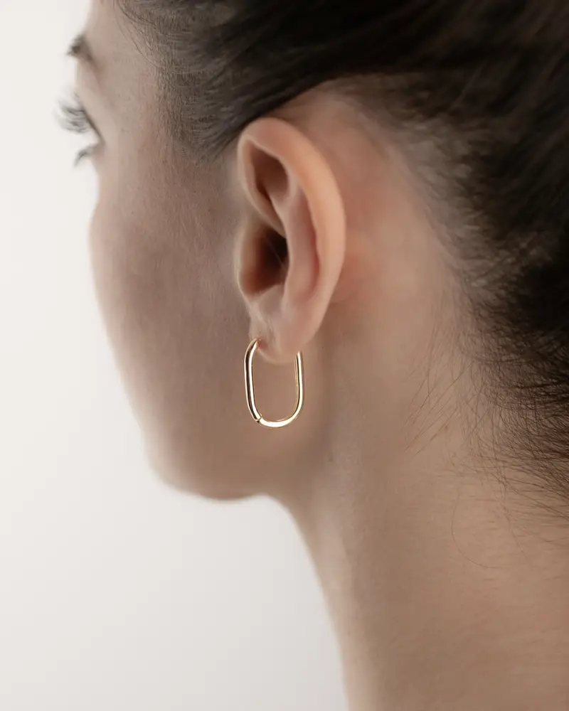 Orecchino Ovale Medio Soft Placcato Oro Lucido miniatura 2