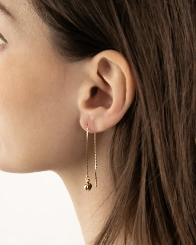 Orecchino Pendente Con Catena Golden Love Rope Placcato Oro Lucido miniatura 2