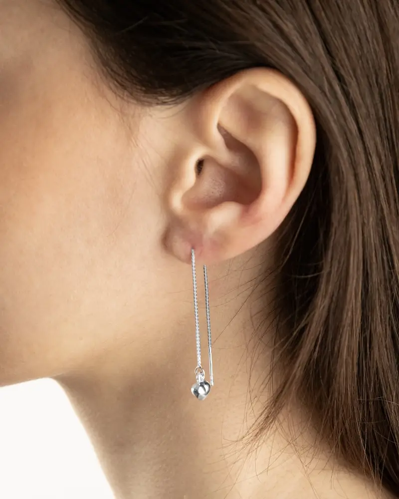 Orecchino Pendente Con Catena Silver Love Rope In Argento Lucido miniatura 2