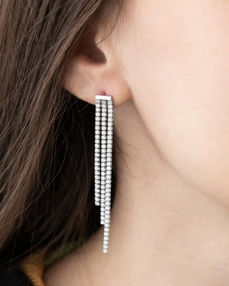 Orecchino Pendente Niagara In Argento Con Brillanti Lucido miniatura 2