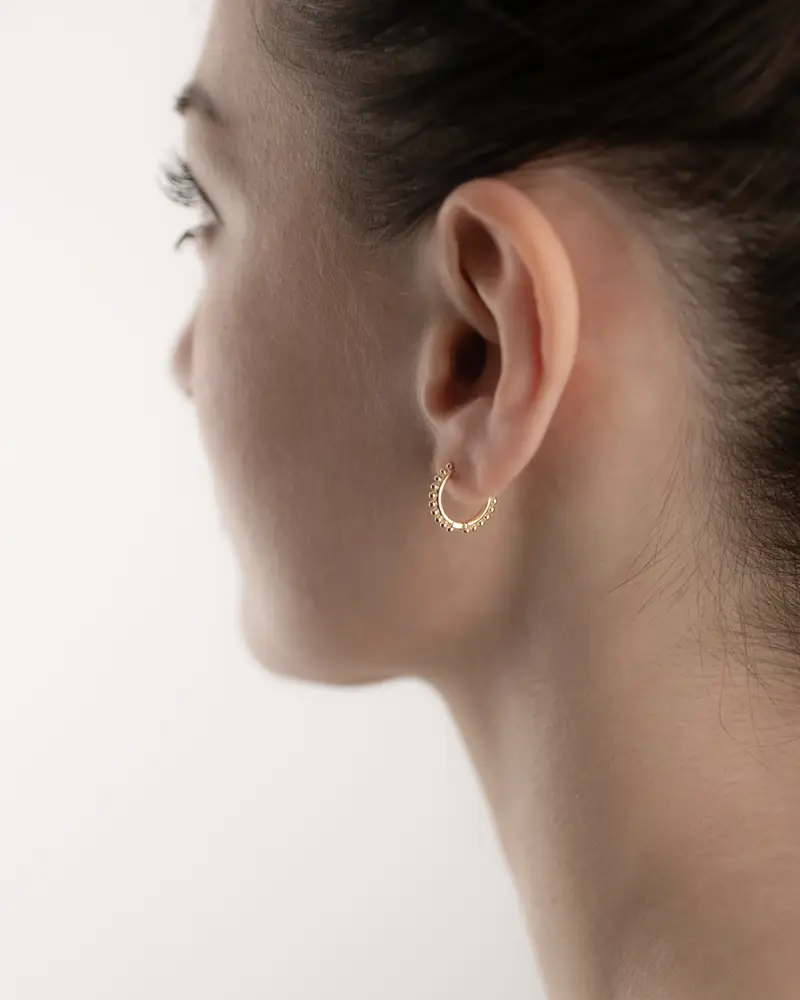 Orecchino Piercing Etnico Medio Placcato Oro Lucido miniatura 2