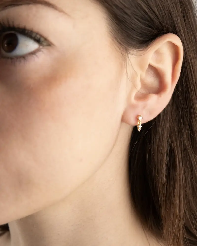 Orecchino Piercing Golden Addendum Placcato Oro Con Pietre Lucido miniatura 2