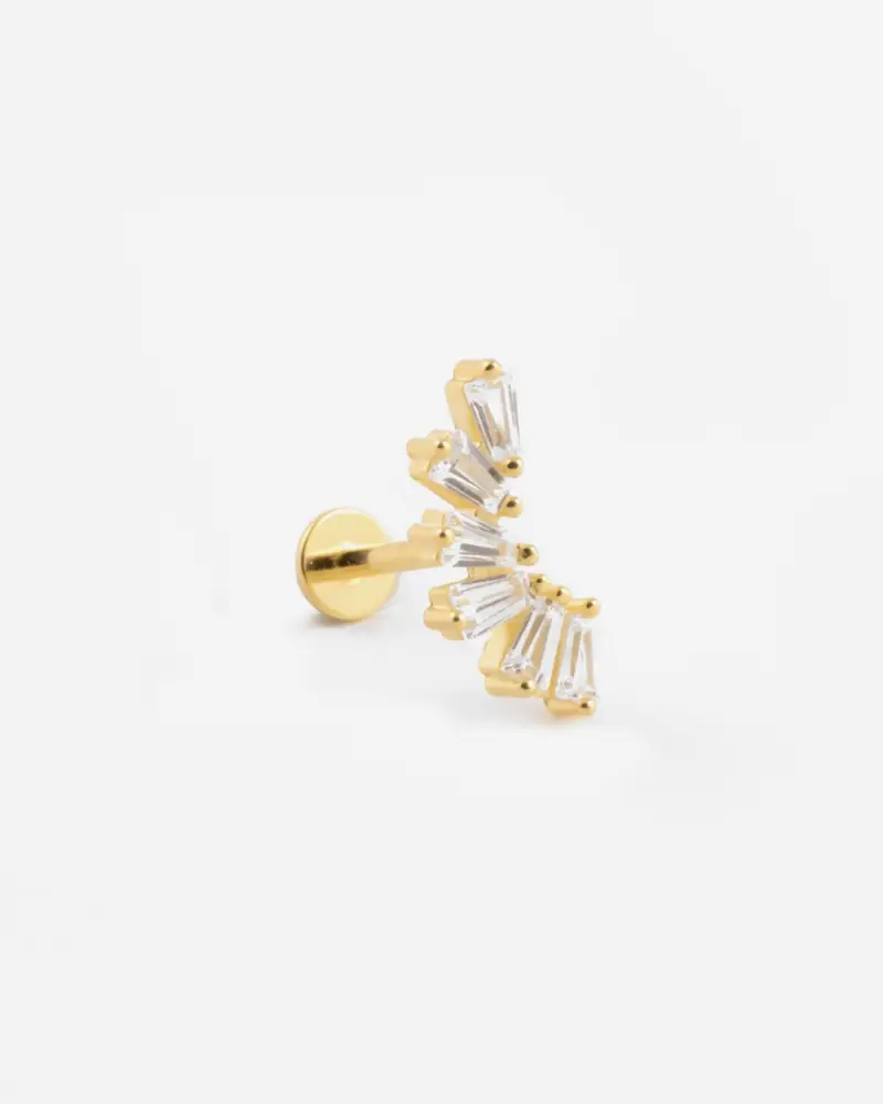 Orecchino Piercing Golden Bloom Placcato Oro Con Pietre Lucido