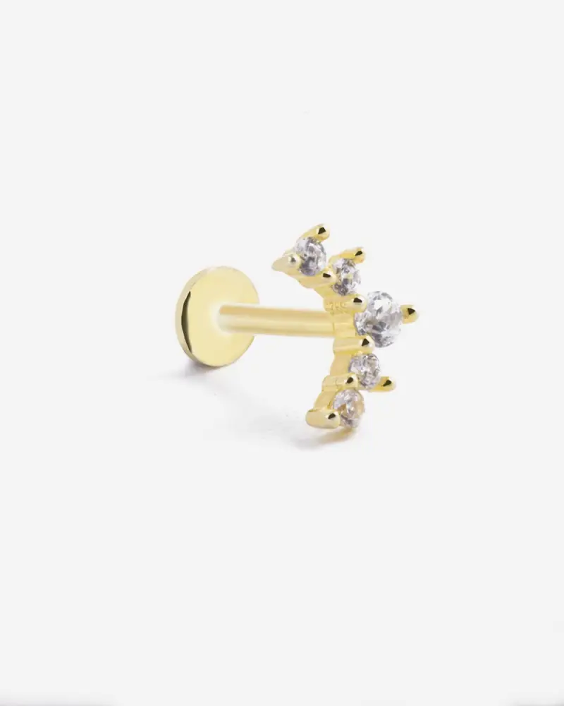 Orecchino Piercing Golden Quote Placcato Oro Con Brillanti Lucido