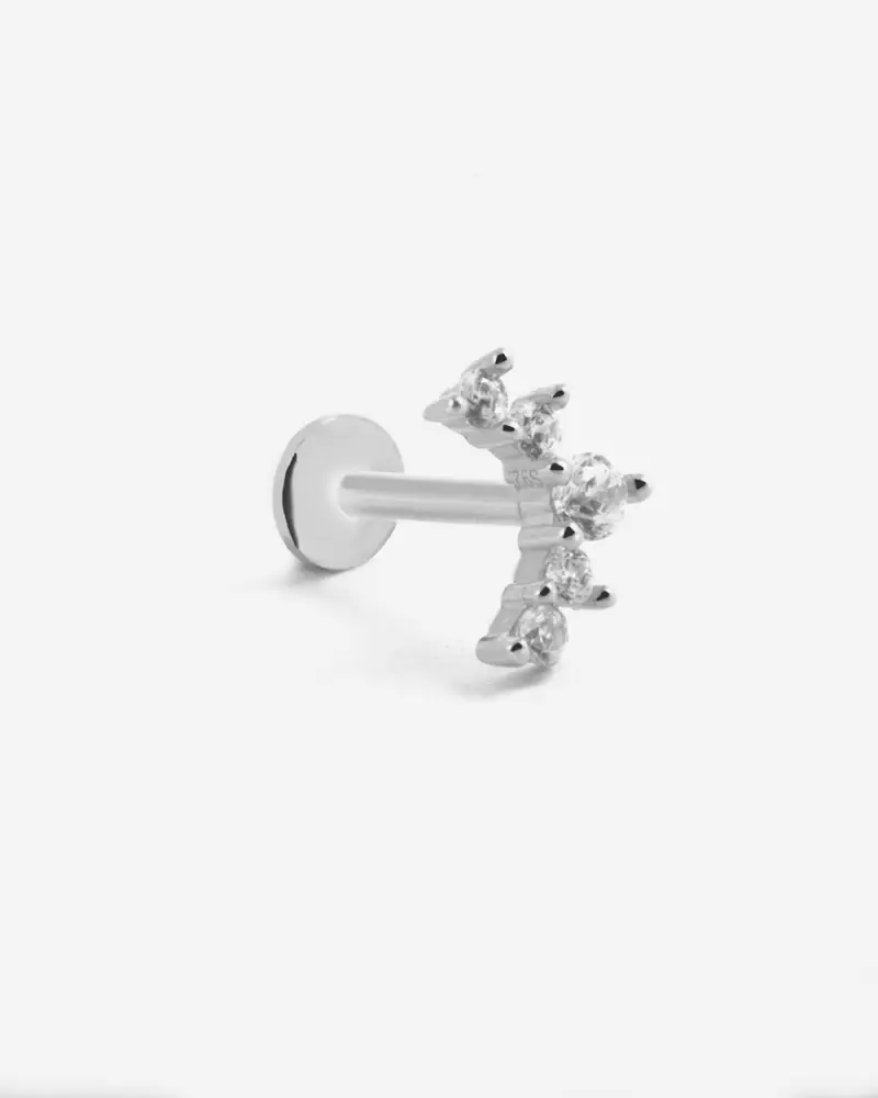 Orecchino Piercing Silver Quote In Argento Con Brillanti Lucido