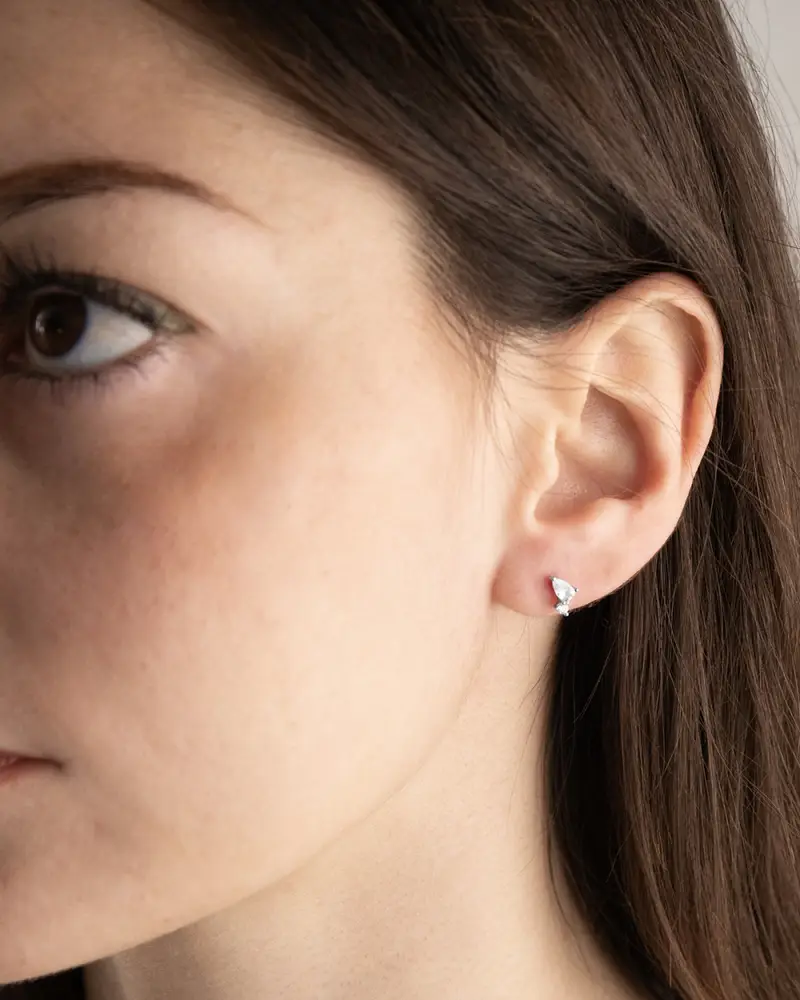 Orecchino Piercing Solitario Silver Shiny Drop In Argento Lucido miniatura 2