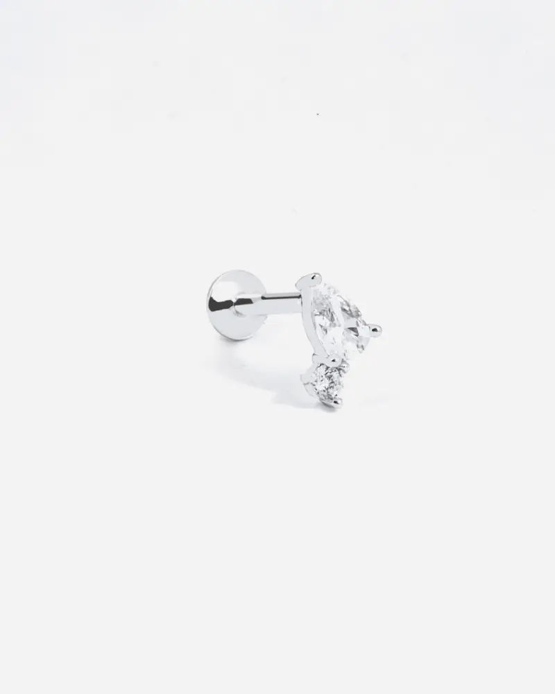 Orecchino Piercing Solitario Silver Shiny Drop In Argento Lucido