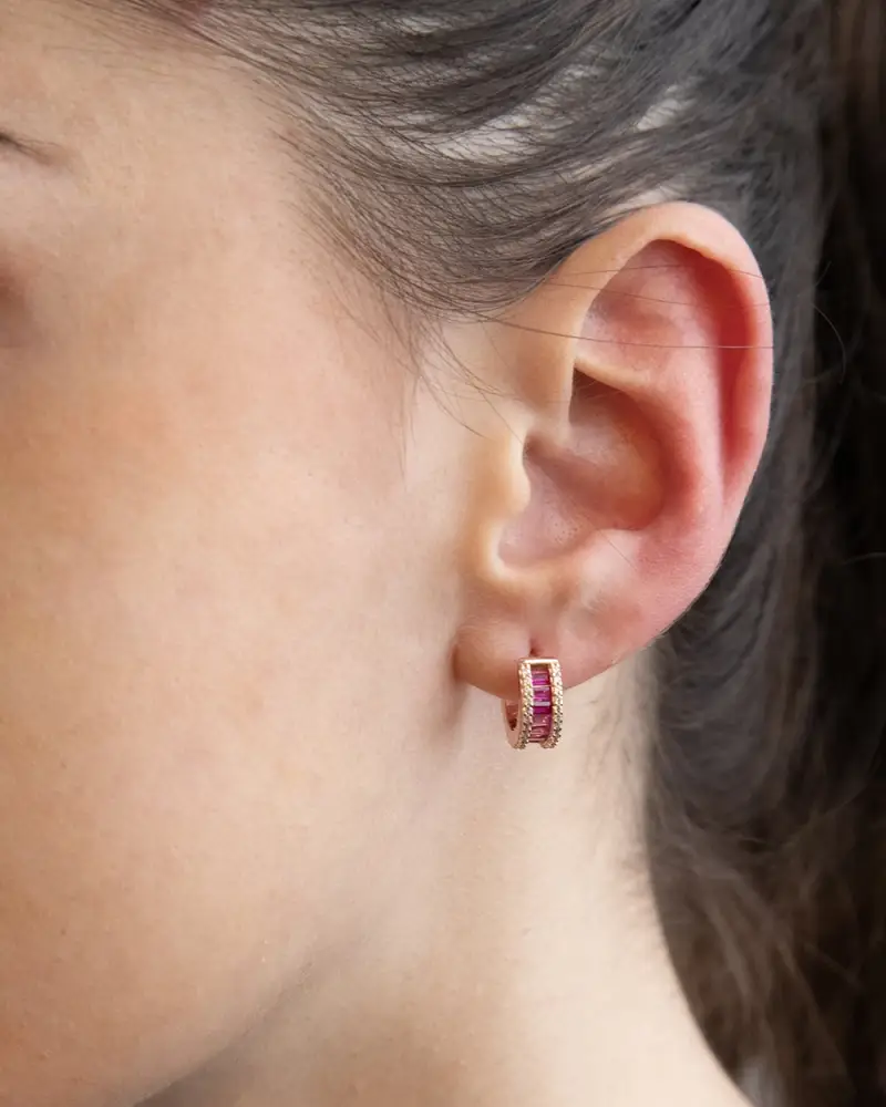 Orecchino Pink Ribbon Placcato Oro Rosa Lucido miniatura 2