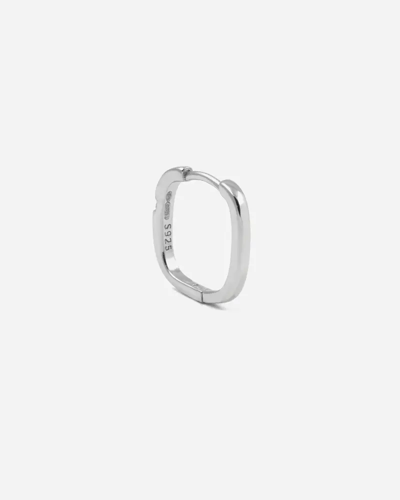 Orecchino Quadrato In Argento Rodiato Lucido miniatura 2